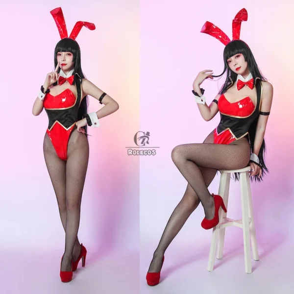 ROLECOS Anime Kakegurui Yumeko Jabami Cosplay Bunny Girl Costume Sexy Cosplay for Women Bunny Suit Jumpsuit Costume Halloween - Image 2