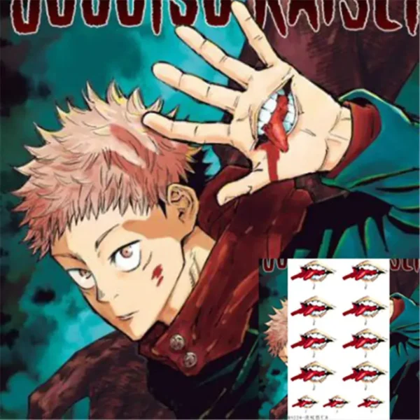 Brdwn Jujutsu Kaisen Unisex Yuji Itadori Toge Inumaki Cosplay Tattoo Stickers - Image 2