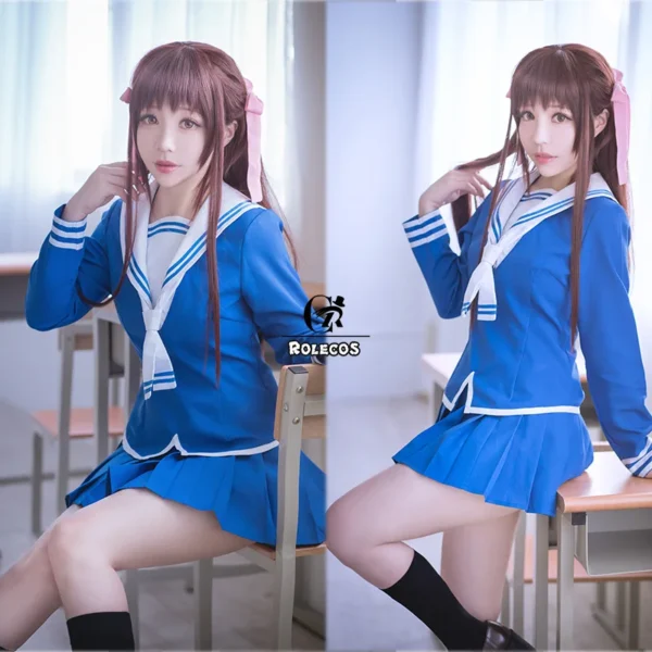 ROLECOS Anime Fruits Basket Cosplay Costume Tohru Honda Cosplay Christmas JK Girl School Uniform Women Sailor Costume Top Skirt - Image 3