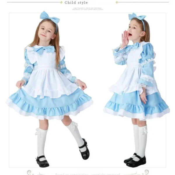 New Style Children Girl Blue Pink Black Halloween Costume for Kids Party Lolita Maid Dress Cosplay Fancy Carnival Costumes Girls - Image 3