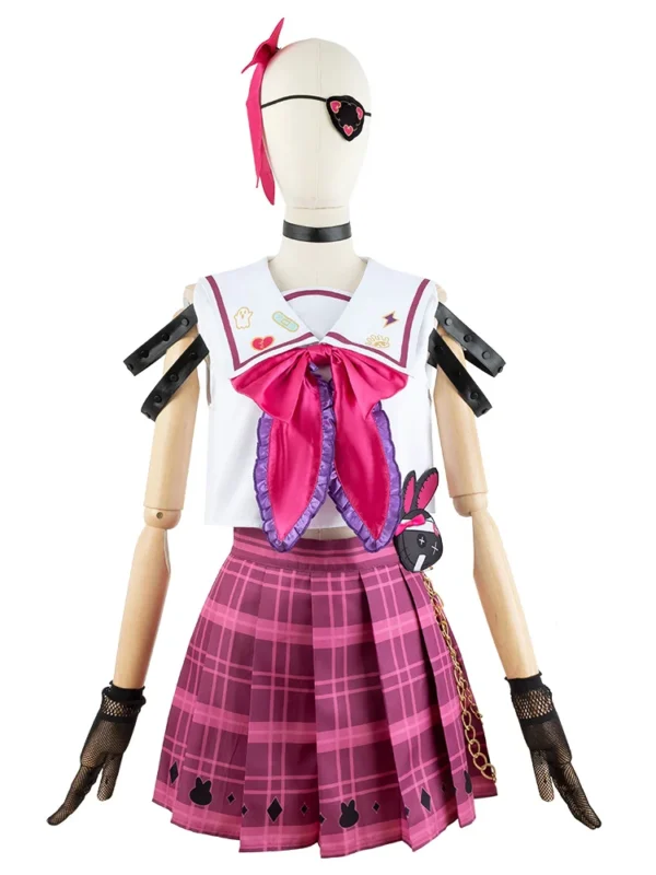 Vtuber NIJISANJI EN Maria Marionette Cosplay Costume Wig JK Skirts Uniform Bowknot Headwear Mask Halloween Party Outfits Props - Image 6