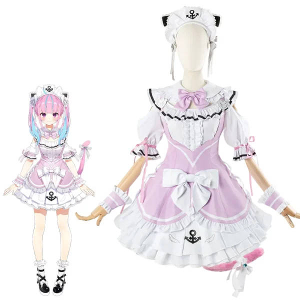 Minato Aqua Cosplay Costume VTuber 2024 New Pink Maid Sailor Nurse Dress Outfit Hololive Holo Vtuber Halloween Xmas