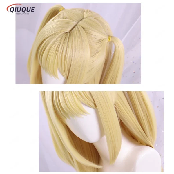 Anime MisaMisa Cosplay Wig Misa Amane Long Blond Double Tails Heat Resistant Hair Hallowen Party Wigs + Wig Cap - Image 5