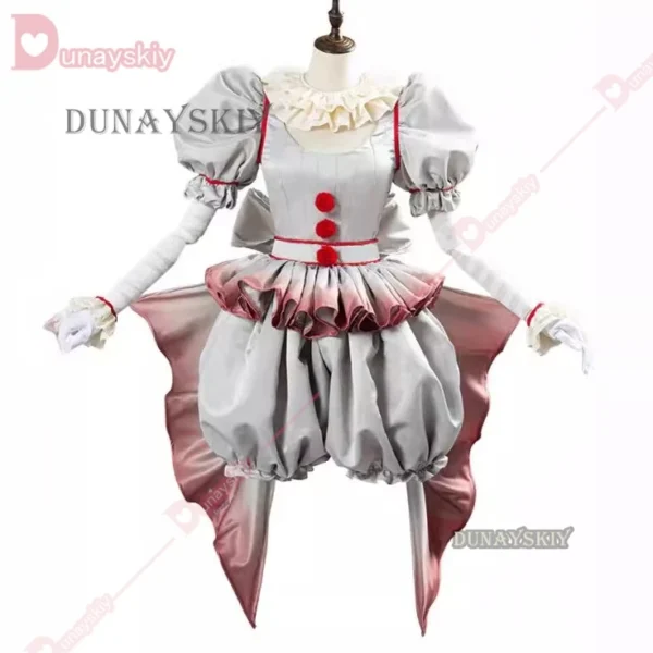 Movie Clown Pennywise Cosplay Costume Halloween Girls Outfit Horror Lolita Dress Up Women Fantasy Dress Carnival Party Full Set - Image 3