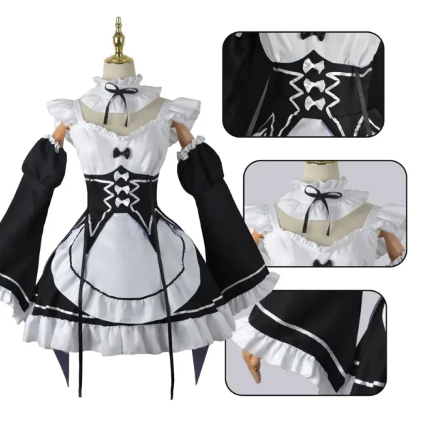 Anime Ram Rem Lolita Meid Cosplay Re Leven In Een Andere Wereld dan Nul Kostuums Vrouwen Loli Jurk Halloween Feestpak - Image 2