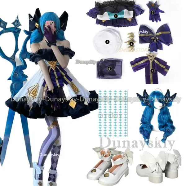 Lol League Of Legends Cos Gwen Lingluo Doll Cosplay Suit Dark Wind Lolita Girl Game Shoes Wig Role Play Sets - Image 4