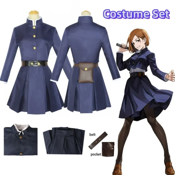 Anime Jujutsu Kaisen Cosplay Costume Kugisaki Nobara Tatoo Girls Women Dress Uniform Full Set - Image 5