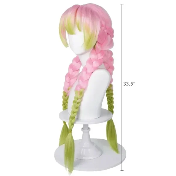 Pruik Voor Mitsuri Cosplay Ds Groene En Roze Anime Cosplay Pruiken Met Pet Voor Halloween Kostuum Feest - Image 5