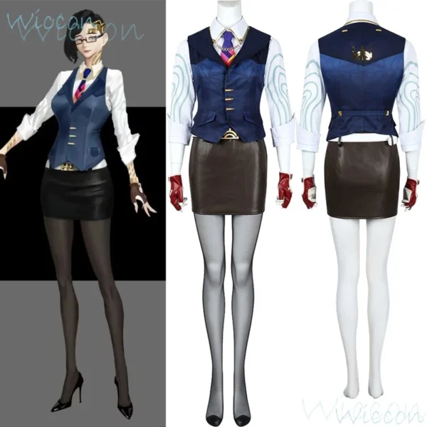 Female Chamber Vincent Fabron Cosplay Game VALORANT Cos Costume Props Sexy Dress Suit Shirt Gloves Glasses Party Play for Women