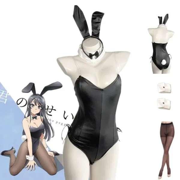 Anime Seishun Buta Yarou wa Bunny Girl Senpai no Yume wo Minai Sexy Cosplay Costume Girls Sexy Cute Faux Leather Rabbit Woman