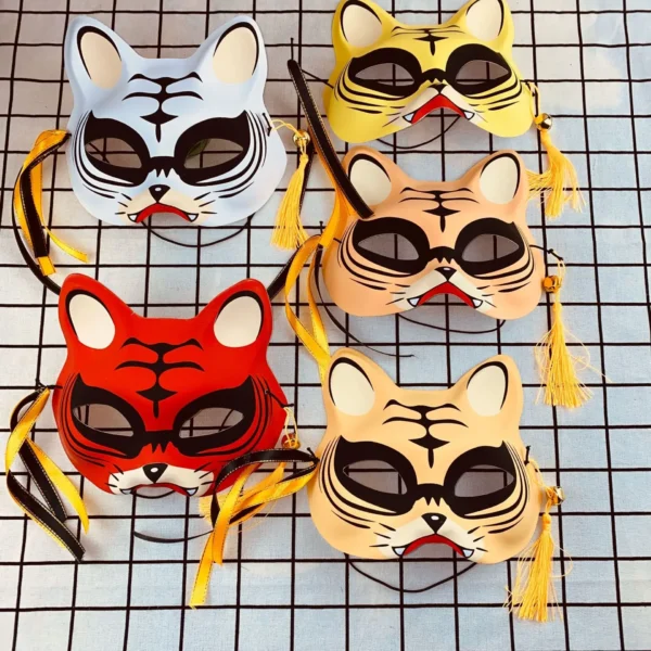 Hand-painted Cat Fox Mask Masquerade Halloween Festival Cosplay Prop Japanese Mask Half Face Anime Demon Slayer - Image 4