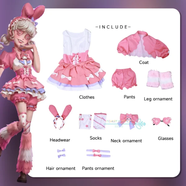 Lily Barrier Cosplay Game Identity V Cheerleader Cosplay Costume Party Uniform Pink Dress Carnival Anime Role Play Suits - Image 6