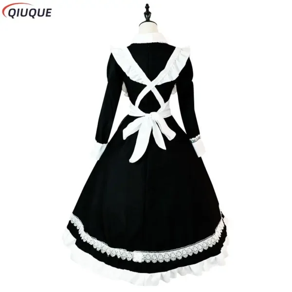 Women Maid Outfit Lolita Dress Cute Kawaii Cafe Costume Black White Men Uniform Long Apron Dress Mucama Cosplay Costume - Image 2