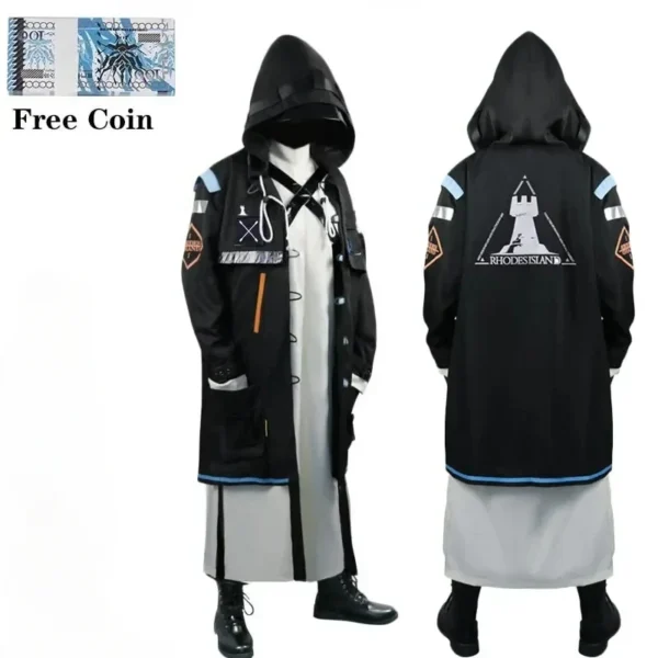 Game Arknights Doctor Cosplay Costume Halloween Rhodes Island Doctor Outfits Jacket Pants Mask Gloves(Free Lungmen Coin)