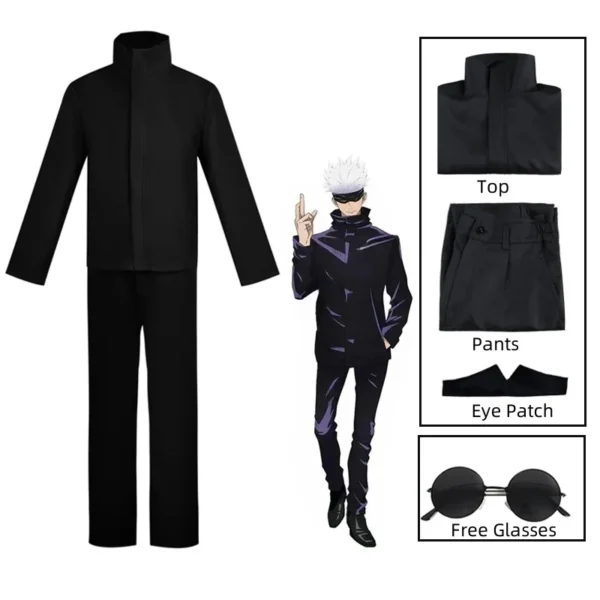 Anime Jujutsu Kaisen Gojo Satoru Cosplay Costume Eye Patch Wigs Glasses Suit Halloween Costumes for Men - Image 4