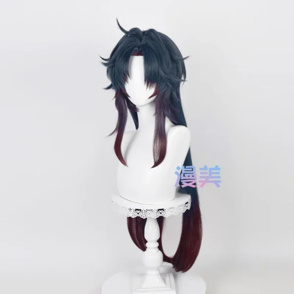 Game Honkai: Star Rail Blade Cosplay Wig 100cm Dark Blue Gradient Red Hair Heat Resistant Halloween Party Anime Wigs + Wig Cap - Image 2