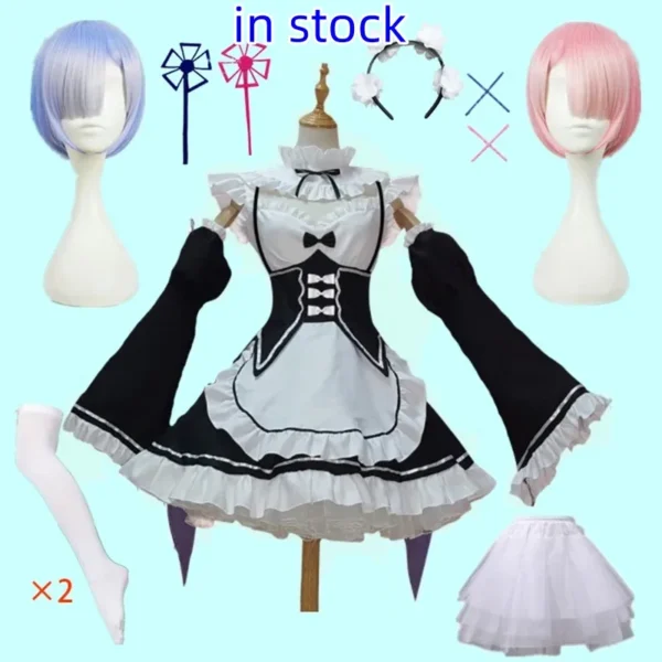 in stock Re:zero Kara Hajimeru Isekai Seikatsu Rem Ram Maid Cosplay Costumes Kawaii dresses Maid