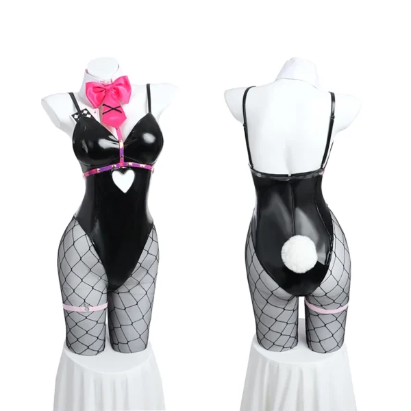 ROLECOS Rabbit Hole Bunny Girl Costume Valentine's Day Women Elastic Leather Fabric Sexy Cosplay Bunny Suit Black Jumpsuits - Image 2