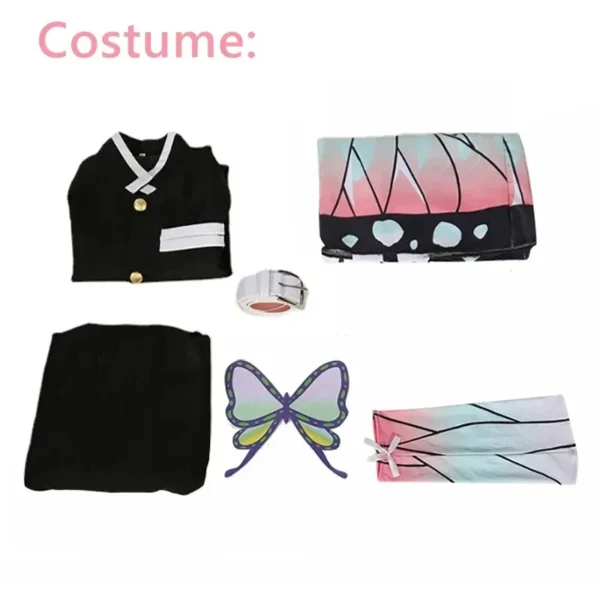 Anime Demon Slayer Kimetsu Geen Yaiba Kochou Shinobu Cosplay Kostuum Pruik Set Kimono Uniform Halloween Anime Kostuums Voor Kid - Image 5