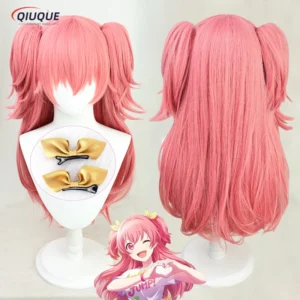 Anime Project SEKAI Colorful Stage! Momoi Airi Cosplay Wig Pink Long Ponytail Heat Resistant Synthetic Hair Wigs + Wig Cap