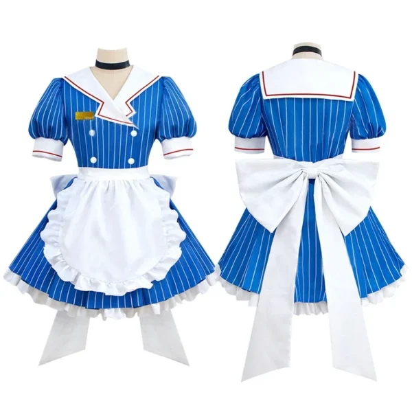 Anime Mikuu Cosplay Costumes Women Cute Blue Striped Short Sleeve Maid Dress Outfits Halloween Christmas Carnival Party Uniform - Image 6