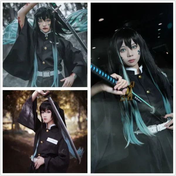 Aime Tokitou Muichirou Cosplay Costume Demon Slayer Cosplay Kimetsu No Yaiba Kisatsutai Uniform Wig Halloween Costume for Woman - Image 5