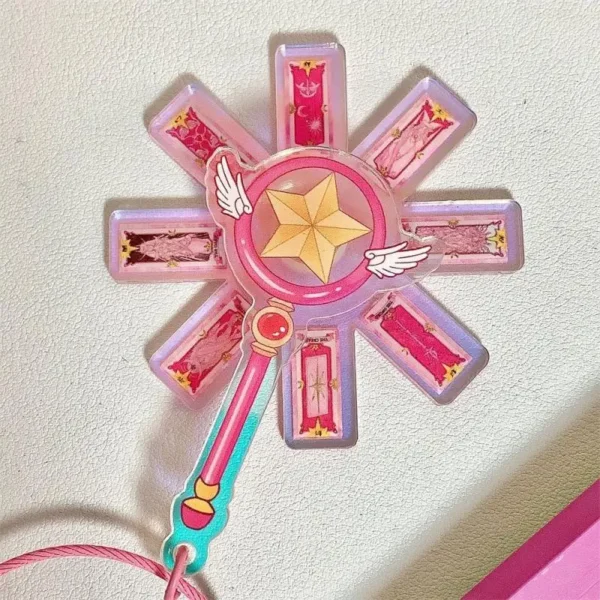 Card Captor Sakura Magic Wand Keychain Cartoon Cute Rotate Card Acrylic Pendant Cosplay Prop Anime Peripheral Backpack Pendant