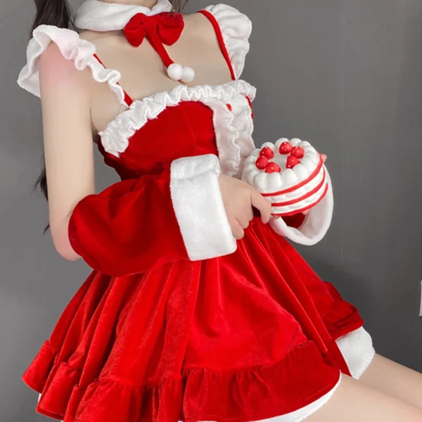 Women's 2023 Christmas Cosplay Costume Sets Santa Velvet Bunny Girls Lingeries Christmas Halloween Party Cosplay Dress Fancy Set - Image 4