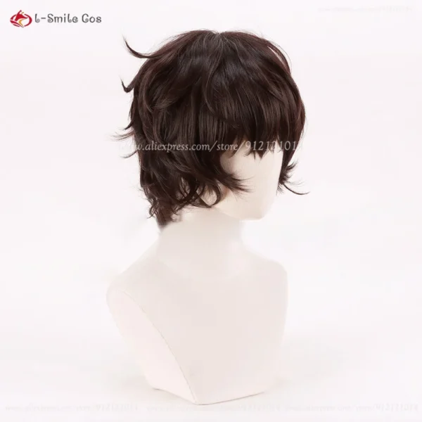 High Quality Dazai Osamu Wig Cosplay Anime Scalp 30cm Short Brown Dazai Osamu Cosplay Wig Heat Resistant Hair Dazai + Wig Cap - Image 2