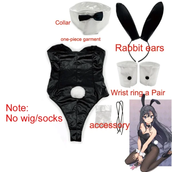 Bunny Girl Sakurajima Mai Cosplay Costume for Girls Halloween Funny Costume Black Stockings High Heels lenceria sensual mujer - Image 2