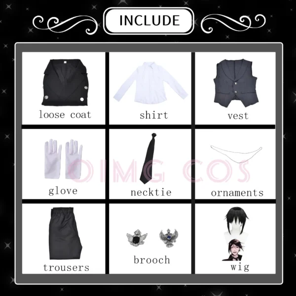 Sebastian Michaelis Cosplay Costume Black Butler Adult Carnival Uniform Wig Anime Halloween Party Costumes Masquerade Women Game - Image 6