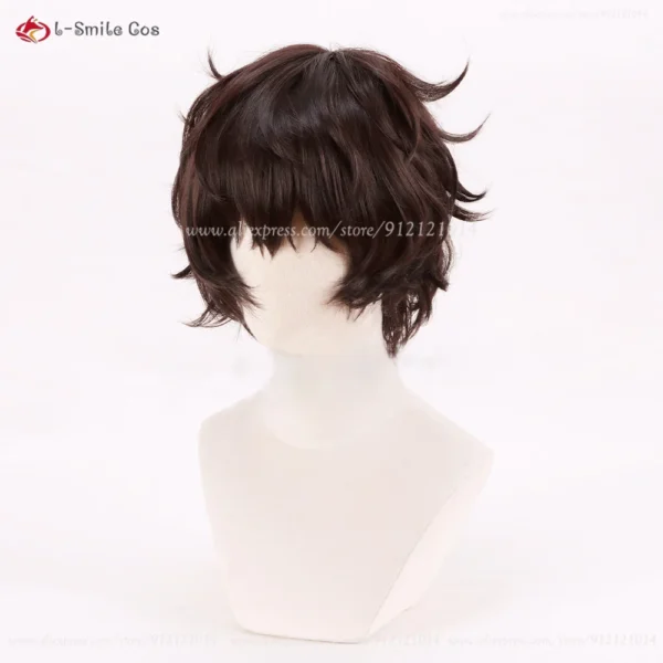 High Quality Dazai Osamu Wig Cosplay Anime Scalp 30cm Short Brown Dazai Osamu Cosplay Wig Heat Resistant Hair Dazai + Wig Cap - Image 3