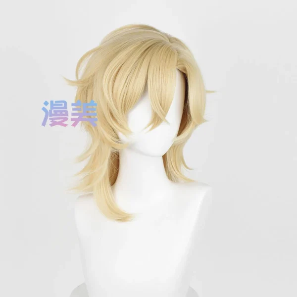 Honkai Star Rail Aventurine Cosplay Wig 40cm Short Golden Hair Cosplay Anime HSR Cosplay Wigs Heat Resistant Synthetic Wigs - Image 3