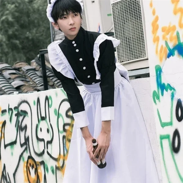 Women Maid Outfit Long Dress Apron Dress Lolita Dresses Men Clothes Unisex Cafe Costume Cosplay Anime Costumes Jujutsu Kaisen - Image 3