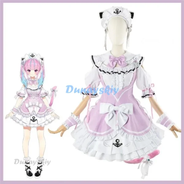 Virtual YouTuber Minato Aqua Cosplay Costume VTuber Hololive Wig Kitty Maid Dress Lolita Woman Sexy Lovely Kawaii Carnival Suit - Image 2