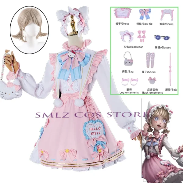 Anime Emma Woods Cosplay Game Identity V Cosplay Costume Gardener Kawaii DRESSES Bag Accessories Wig Set Party Outfit for Women