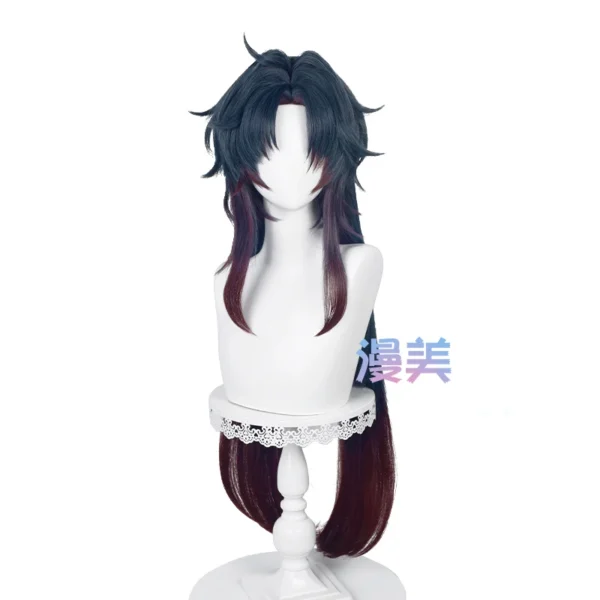 Game Honkai: Star Rail Blade Cosplay Wig 100cm Dark Blue Gradient Red Hair Heat Resistant Halloween Party Anime Wigs + Wig Cap - Image 5