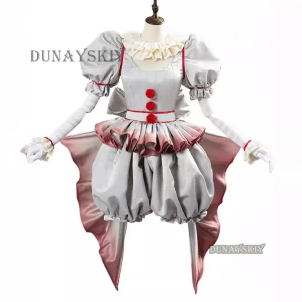 Movie Clown Pennywise Cosplay Costume Halloween Girls Outfit Horror Lolita Dress Up Women Fantasy Dress Carnival Party Full Set - Image 3