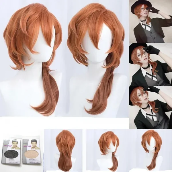 High Quality Anime Bungo Stray Dogs Chuya Nakahara Chuuya Cosplay Wig Heat Resistant Synthetic Hair Wigs - Image 2