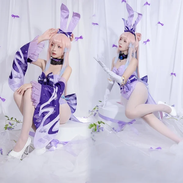 ROLECOS Bunny Girl Kokomi Cosplay Costume Genshin Impact Kokomi Bunny Costume Original Sexy Women Jumpsuit Style A and B - Image 2