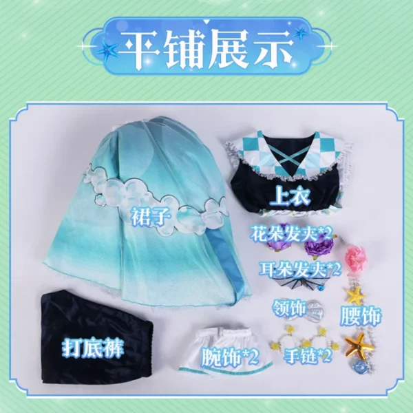 VTuber ANYCOLOR Finana Ryugu Anime Cosplay Costumes Full Set Cute Dress Outfits Wig Shoes Halloween Party Role Play Accessories - Image 4