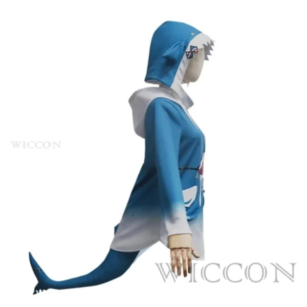 Gawr Gura Shark Cosplay Costume Hololive Vtubers Holo EN Hoodie For Girl Kids Holo Gauru Shark Tail Haircilp Wig Cos Full Set - Image 4