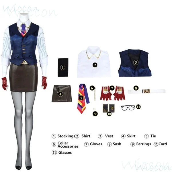 Female Chamber Vincent Fabron Cosplay Game VALORANT Cos Costume Props Sexy Dress Suit Shirt Gloves Glasses Party Play for Women - Image 2