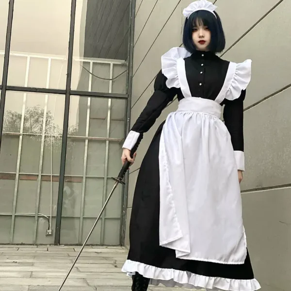 Women Maid Outfit Long Dress Apron Dress Lolita Dresses Men Clothes Unisex Cafe Costume Cosplay Anime Costumes Jujutsu Kaisen - Image 2