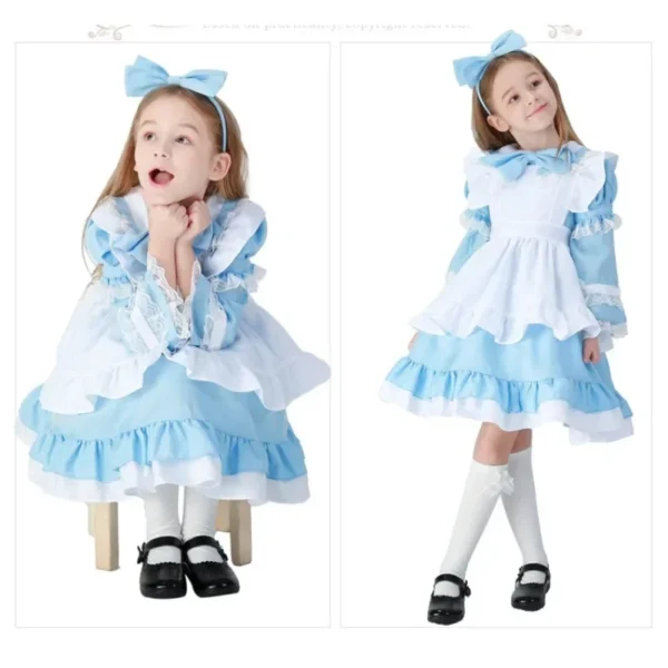 New Style Children Girl Blue Pink Black Halloween Costume for Kids Party Lolita Maid Dress Cosplay Fancy Carnival Costumes Girls - Image 4