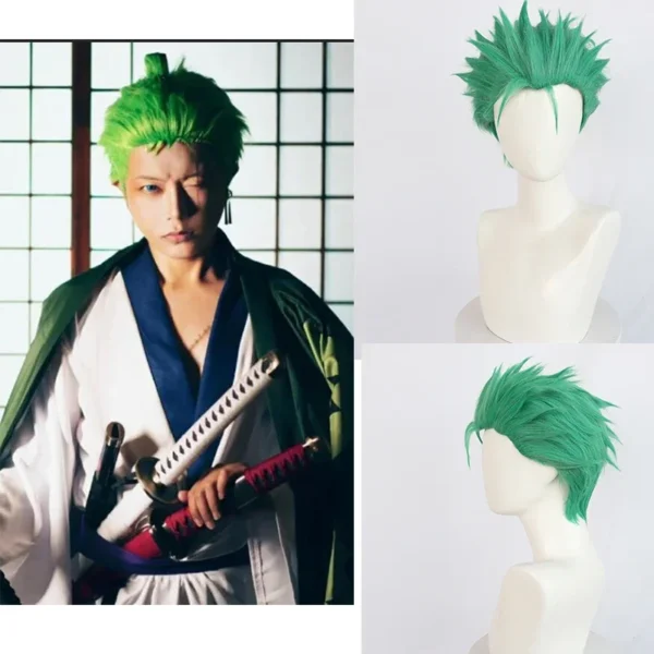 Roronoa Zoro Cosplay Green Zoro Wig Man Women Halloween Party Role-playing Prop Cosplay Wigs Anime - Image 2