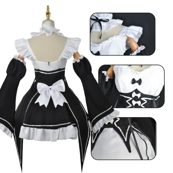 Anime Ram Rem Lolita Meid Cosplay Re Leven In Een Andere Wereld dan Nul Kostuums Vrouwen Loli Jurk Halloween Feestpak - Image 3