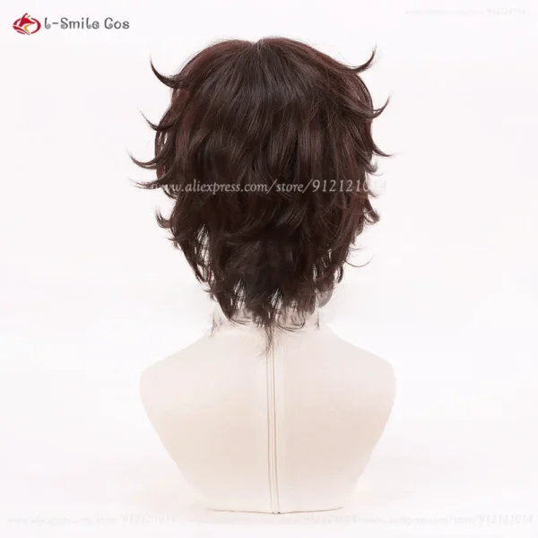 High Quality Dazai Osamu Wig Cosplay Anime Scalp 30cm Short Brown Dazai Osamu Cosplay Wig Heat Resistant Hair Dazai + Wig Cap - Image 5