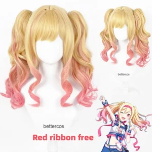 Anime Project SEKAI COLORFUL STAGE! Tenma Saki Cosplay Wig Yellow Pink Heat Resistant Synthetic Hair Anime Wigs + Wig Cap