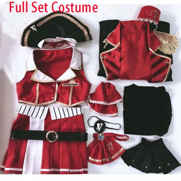 Anime VTuber Hololive Houshou Marine Captain Uniform Dress Cute Suit Shoes Wig Cosplay Costume Women Carnival Party - Image 2